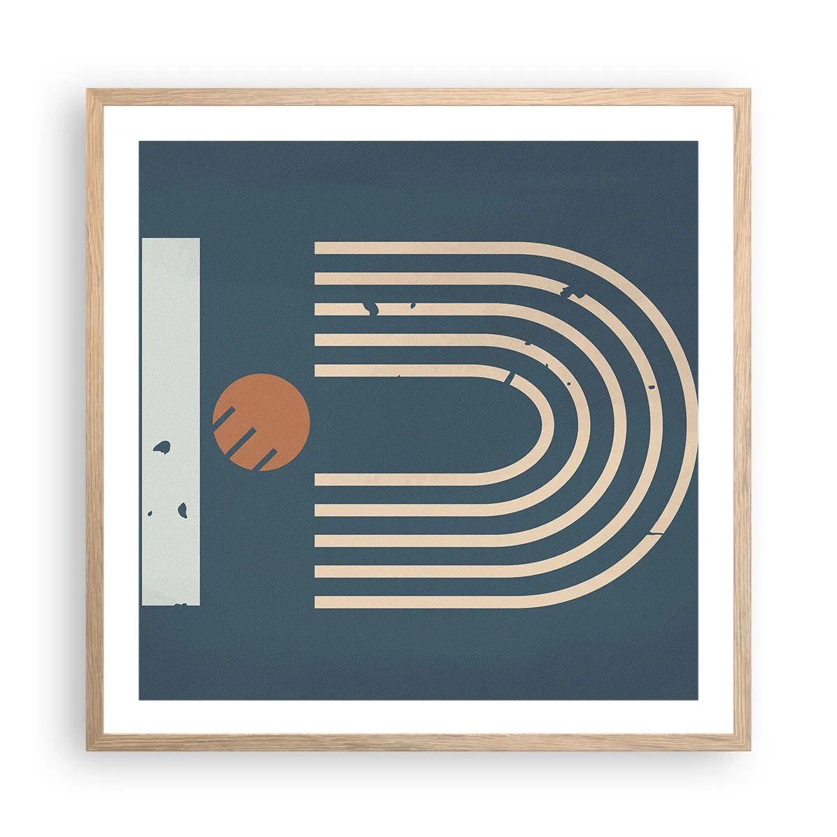 Poster in einem Rahmen aus heller Eiche - Geometrie auf dem Granatapfel - 60x60 cm