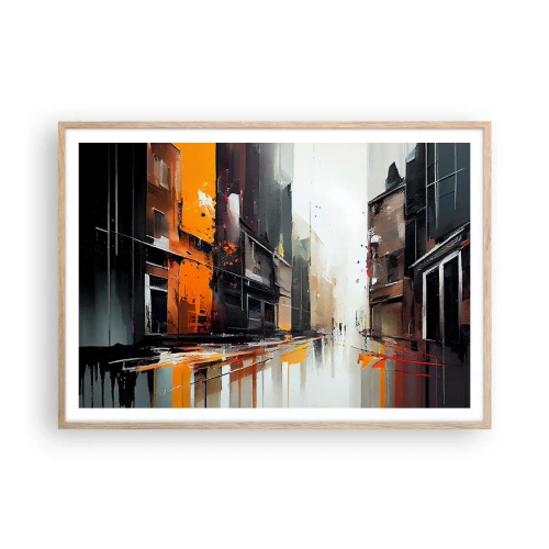 Poster in einem Rahmen aus heller Eiche - Regnerischer Tag - 100x70 cm