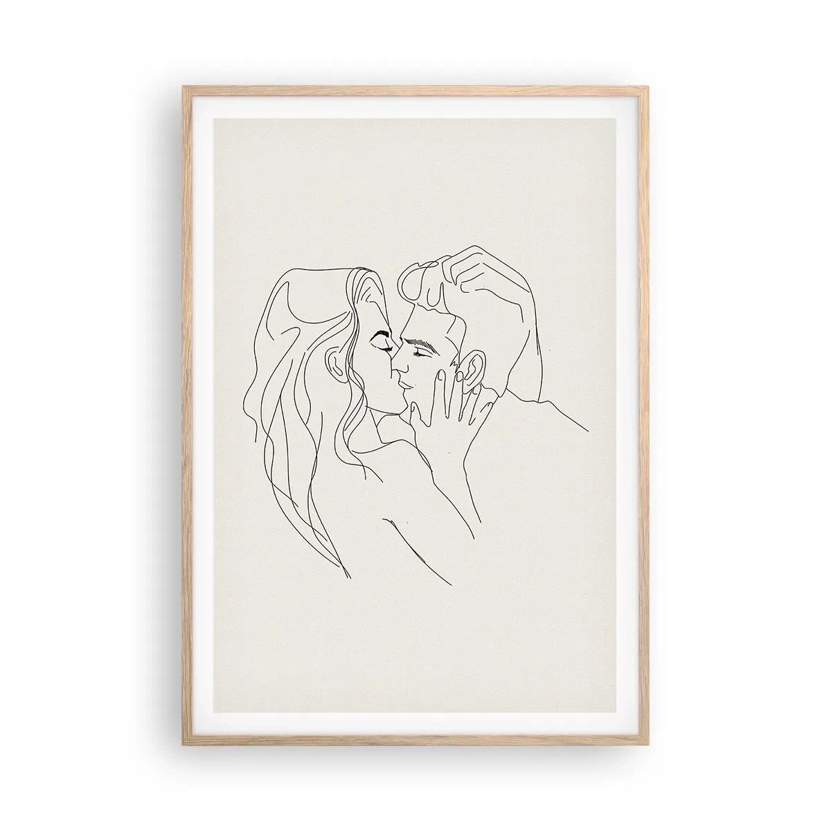 Poster in einem Rahmen aus heller Eiche - Verstrickt im Gefühl - 70x100 cm