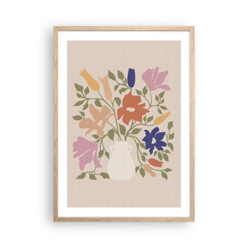 Poster in einem Rahmen aus heller Eiche - Zartes Bouquet - 50x70 cm