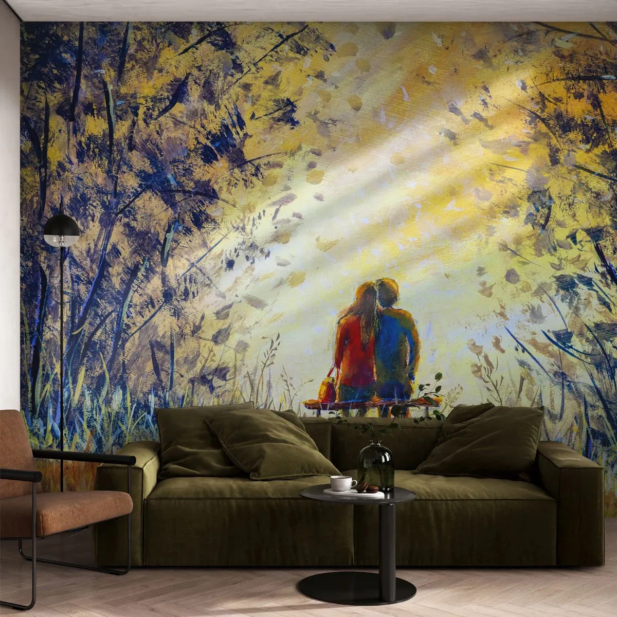 Fototapete Standard Eco - Magischer Augenblick - Liebespaar, Park, Natur - 400x280 cm