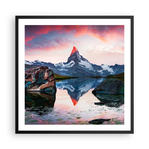 Poster in einem schwarzem Rahmen - Das Herz der Berge ist heiß - 60x60 cm
