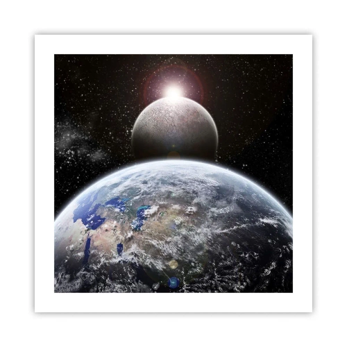 Poster - Weltraumlandschaft - Sonnenaufgang - 50x50 cm