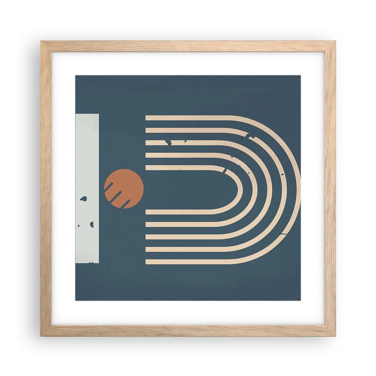 Poster in einem Rahmen aus heller Eiche - Geometrie auf dem Granatapfel - 40x40 cm