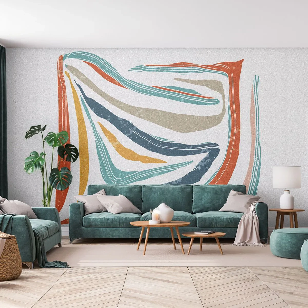 Selbstklebende Fototapete Deluxe Sticker - Abstraktion mit einem freundlichen Lächeln - Boho, Stück, Modern - 100x70 cm