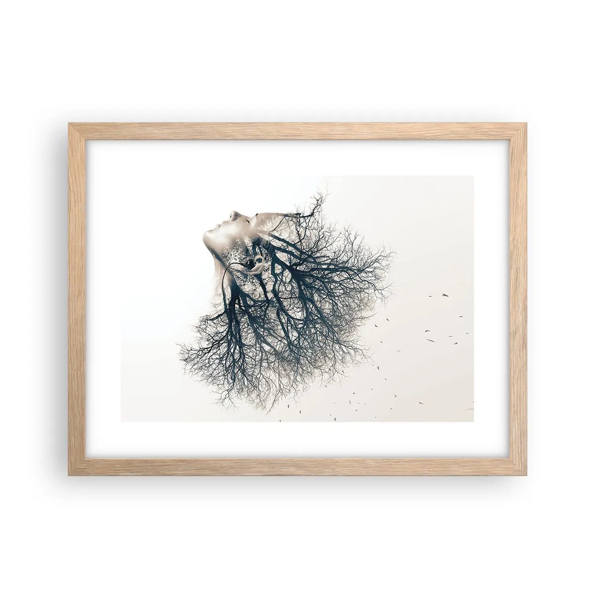 Poster in einem Rahmen aus heller Eiche - Dem Rauschen der Bäume lauschen - 40x30 cm