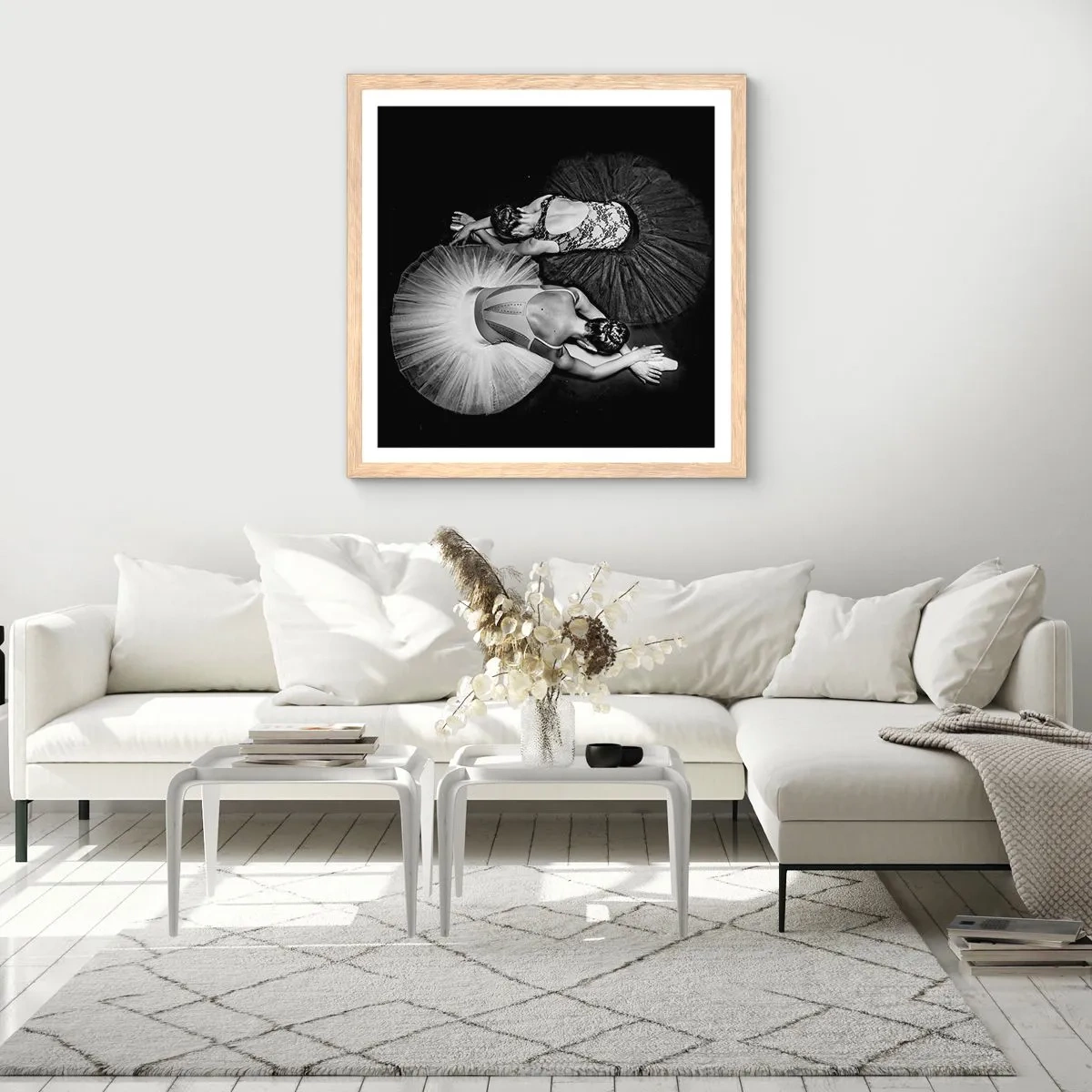 Poster in einem Rahmen aus heller Eiche - Jin und Jang – perfekte Balance - 50x50 cm