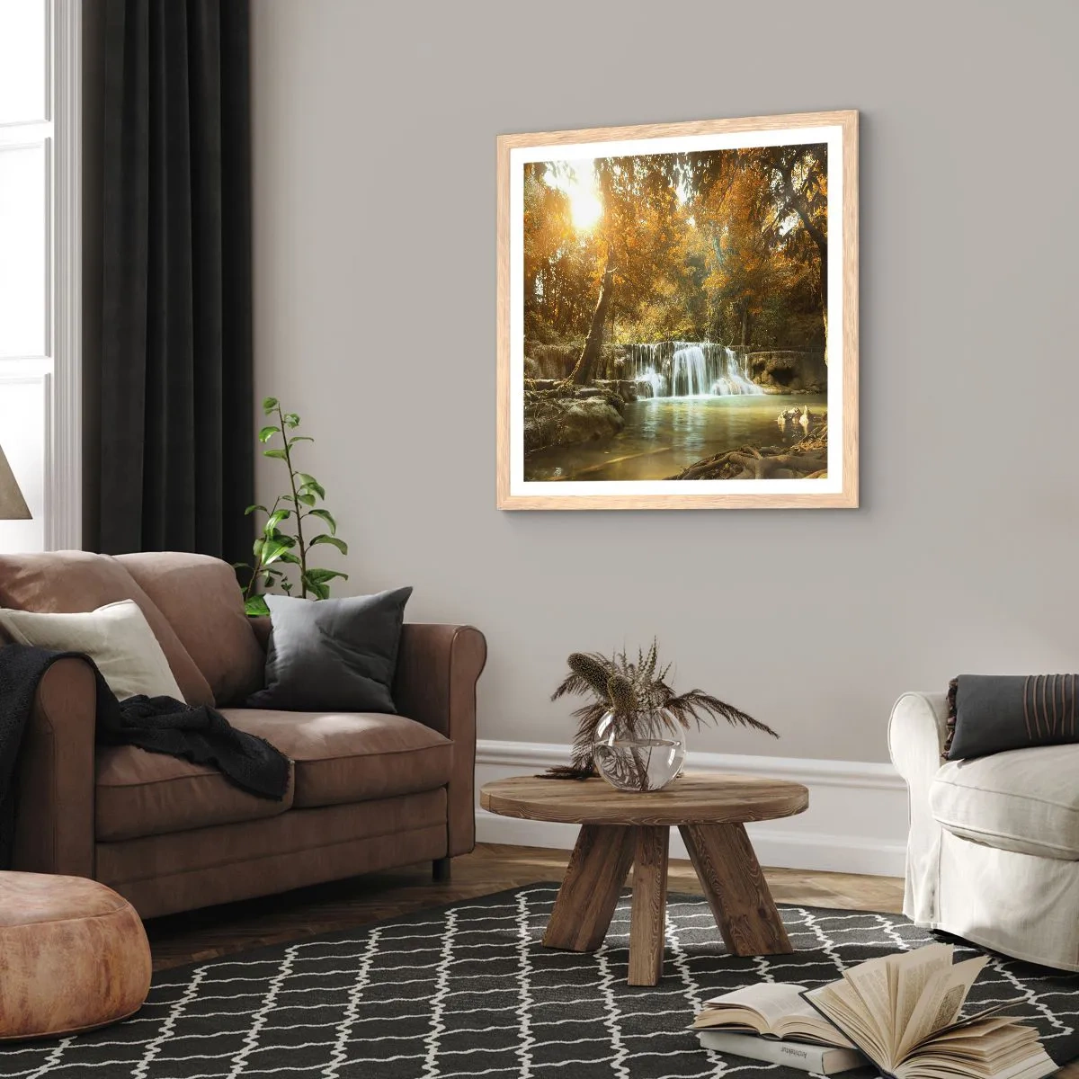 Poster in einem Rahmen aus heller Eiche - Parkkaskade - 60x60 cm