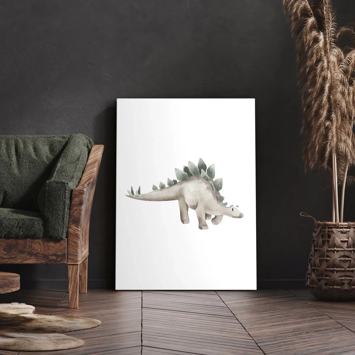 Bild auf Leinwand - Leinwandbild - Ein süßer Dinosaurier in Pastellfarben - 80x120cm - Euer Freund - Moderne Wanddekoration für Wohnzimmer und Schlafzimmer ARTTOR