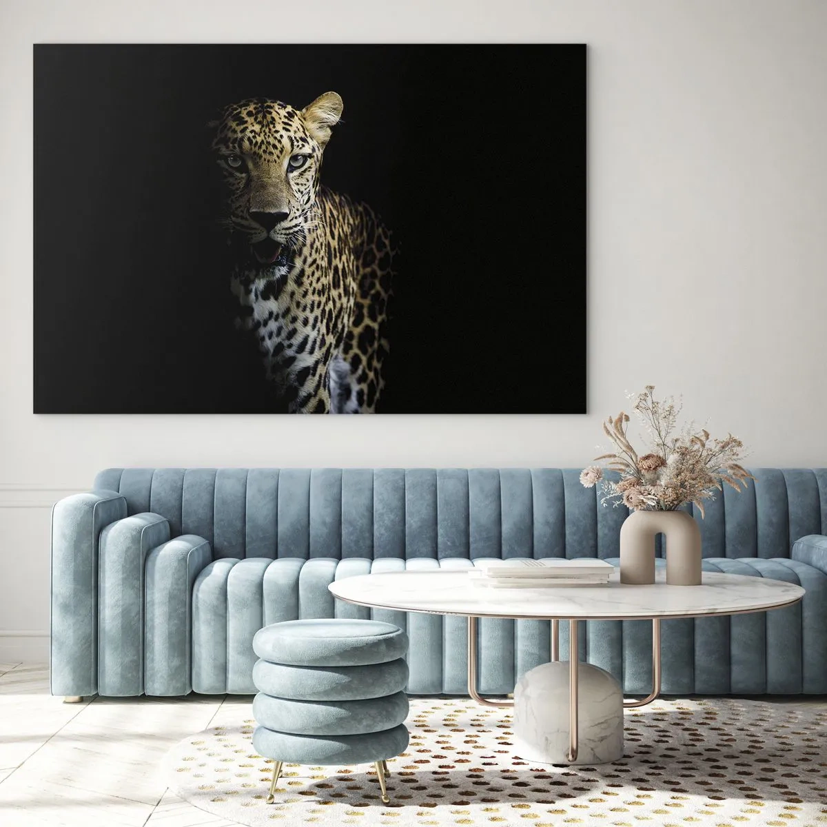 Glasbild - Bild auf glas - Löwe im Schatten - 120x80cm - Dunkle Schönheit - Moderne Wanddekoration für Wohnzimmer und Schlafzimmer ARTTOR