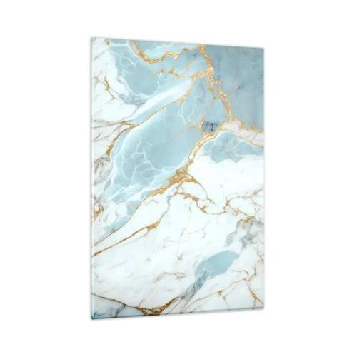 Glasbild - Bild auf glas - Blaue und weiße Marmormuster mit zusätzlichen goldenen Adern - 80x120cm - Reichtum des Steins - Moderne Wanddekoration für Wohnzimmer und Schlafzimmer ARTTOR