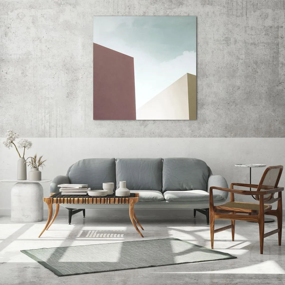 Glasbild - Bild auf glas - Geometrie des sonnigen Sommers - 40x40 cm