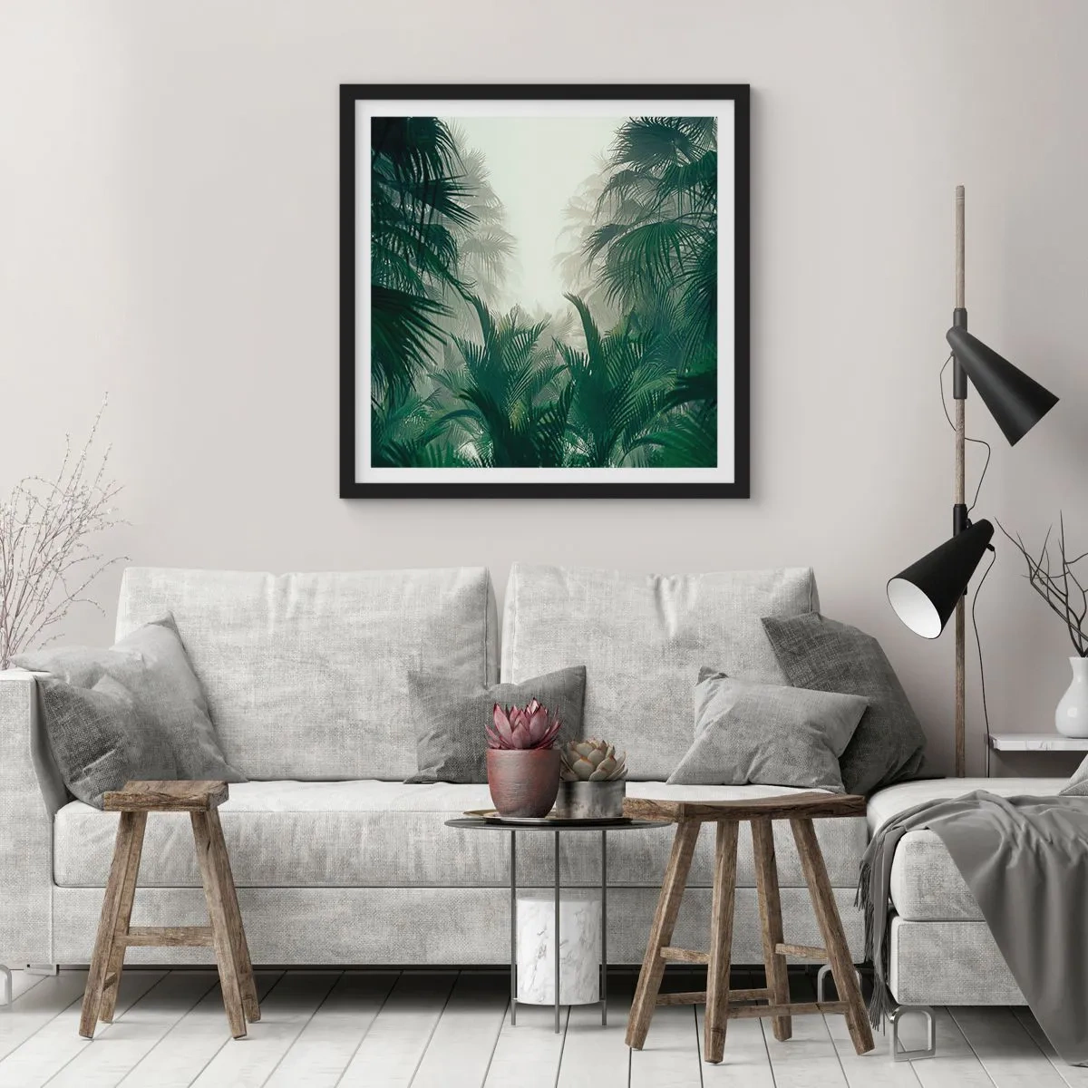 Poster in einem schwarzem Rahmen - Tropisches Geheimnis - 30x30 cm