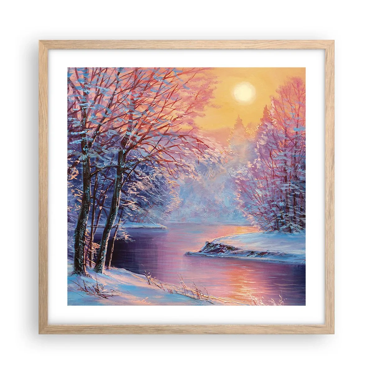 Poster in einem Rahmen aus heller Eiche - Die Farben des Winters - 50x50 cm