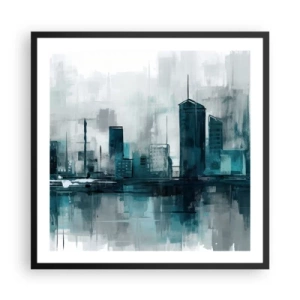 Poster in einem schwarzem Rahmen - Eine Stadt in der Farbe des Regens - 60x60 cm