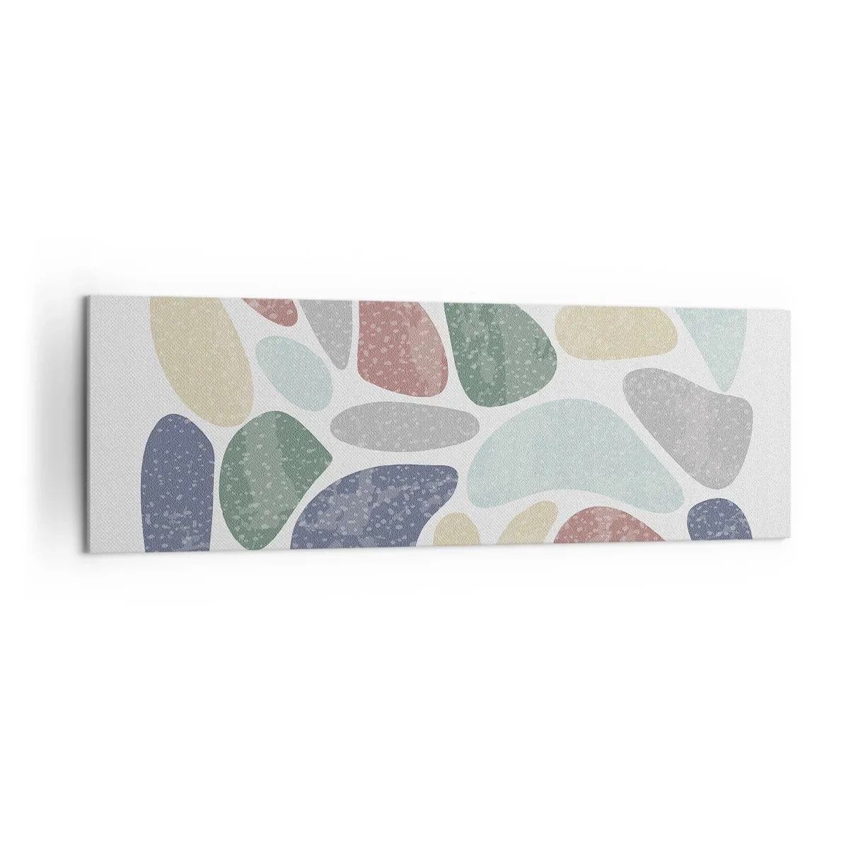 Bild auf Leinwand - Leinwandbild - Bunte organische Formen auf weißem Hintergrund - 160x50cm - Mosaik aus pulverförmigen Farben - Moderne Wanddekoration für Wohnzimmer und Schlafzimmer ARTTOR