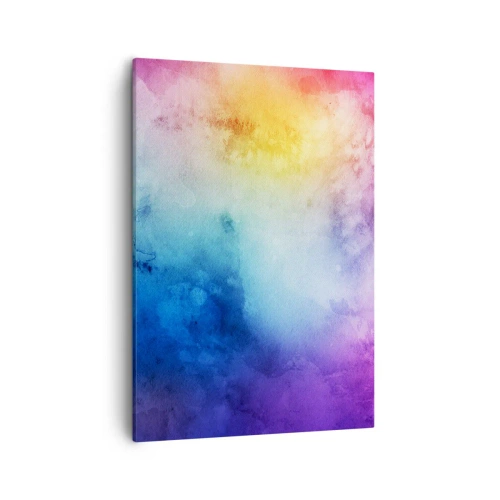 Bild auf Leinwand - Leinwandbild - Eine abstrakte Komposition in Pastelltönen von Rosa und Blau. - 50x70cm - Fast auf Wolke sieben - Moderne Wanddekoration für Wohnzimmer und Schlafzimmer ARTTOR