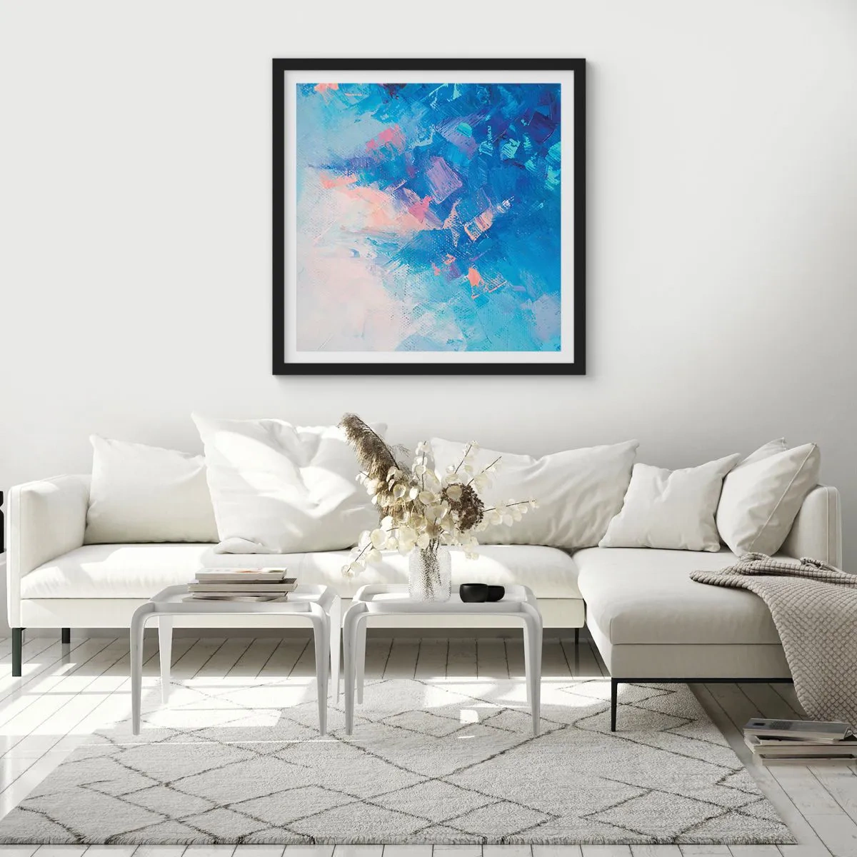 Poster in einem schwarzem Rahmen - Winter-Abstraktion - 60x60 cm