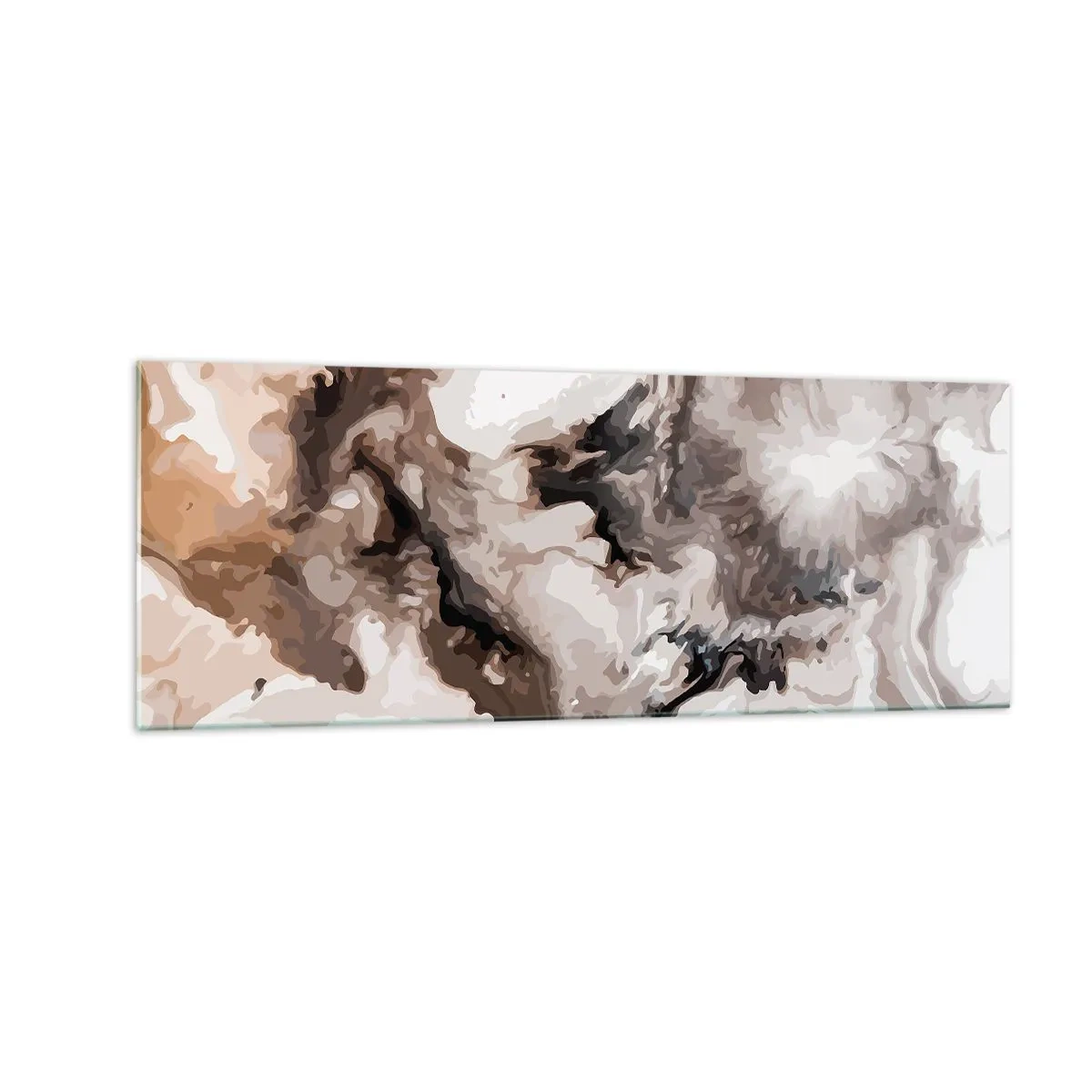 Glasbild - Bild auf glas - Abstraktes Muster in Braun- und Weißtönen - 140x50cm - Die Geburt einer Galaxie - Moderne Wanddekoration für Wohnzimmer und Schlafzimmer ARTTOR