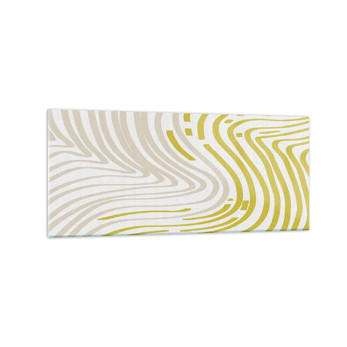 Glasbild - Bild auf glas - Ein abstraktes Muster mit Wellenlinien in Gelb- und Beigetönen. - 120x50cm - Komposition mit sanfter Biegung - Moderne Wanddekoration für Wohnzimmer und Schlafzimmer ARTTOR