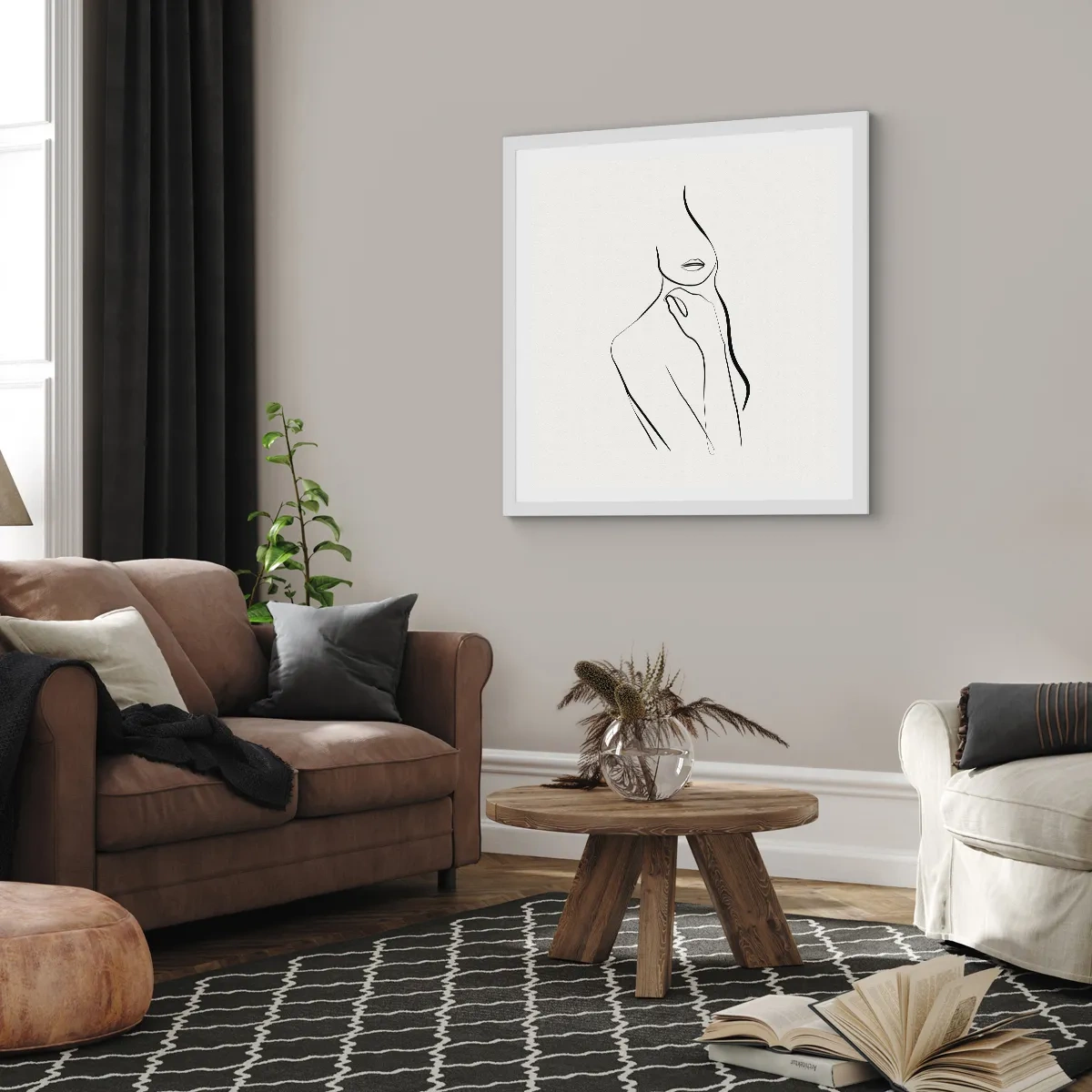 Poster in einem weißen Rahmen - Eine Welle der Melancholie - 60x60 cm