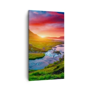 Bild auf Leinwand - Leinwandbild - Island - Feuer und Wasser - 45x80 cm