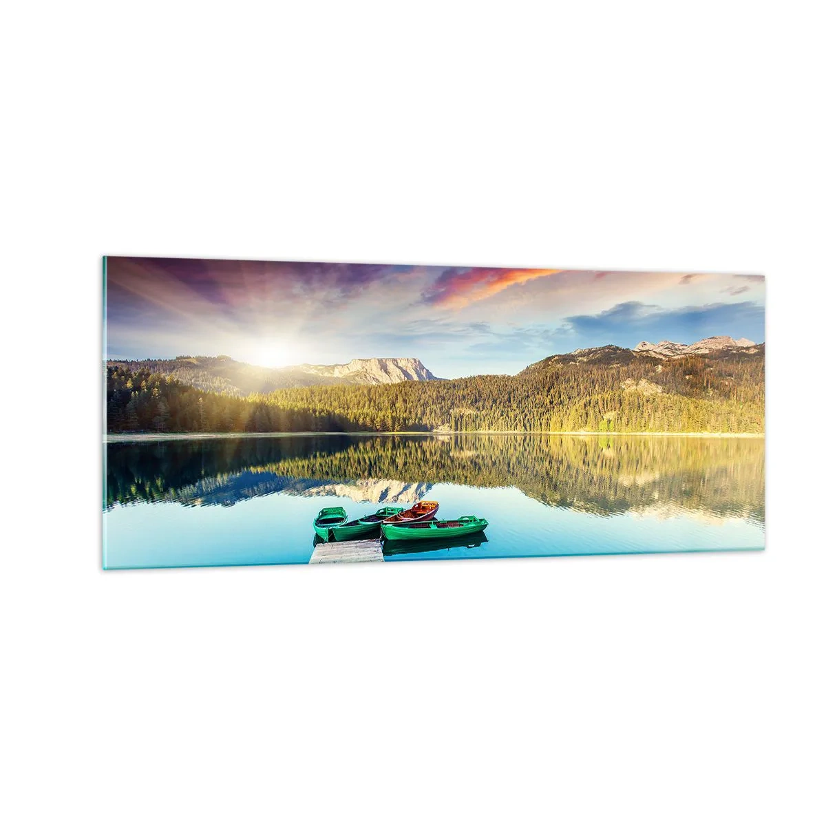 Glasbild - Bild auf glas - Glatt wie ein Spiegel über dem Wasser - 100x40 cm