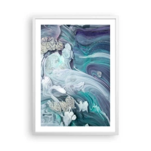 Poster in einem weißen Rahmen - Strömungen von Himmelblau - 50x70 cm