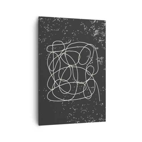Bild auf Leinwand - Leinwandbild - Abstrakte Linie auf schwarzem Hintergrund mit feinen Details - 70x100cm - Wandernde, umherschweifende Gedanken - Moderne Wanddekoration für Wohnzimmer und Schlafzimmer ARTTOR