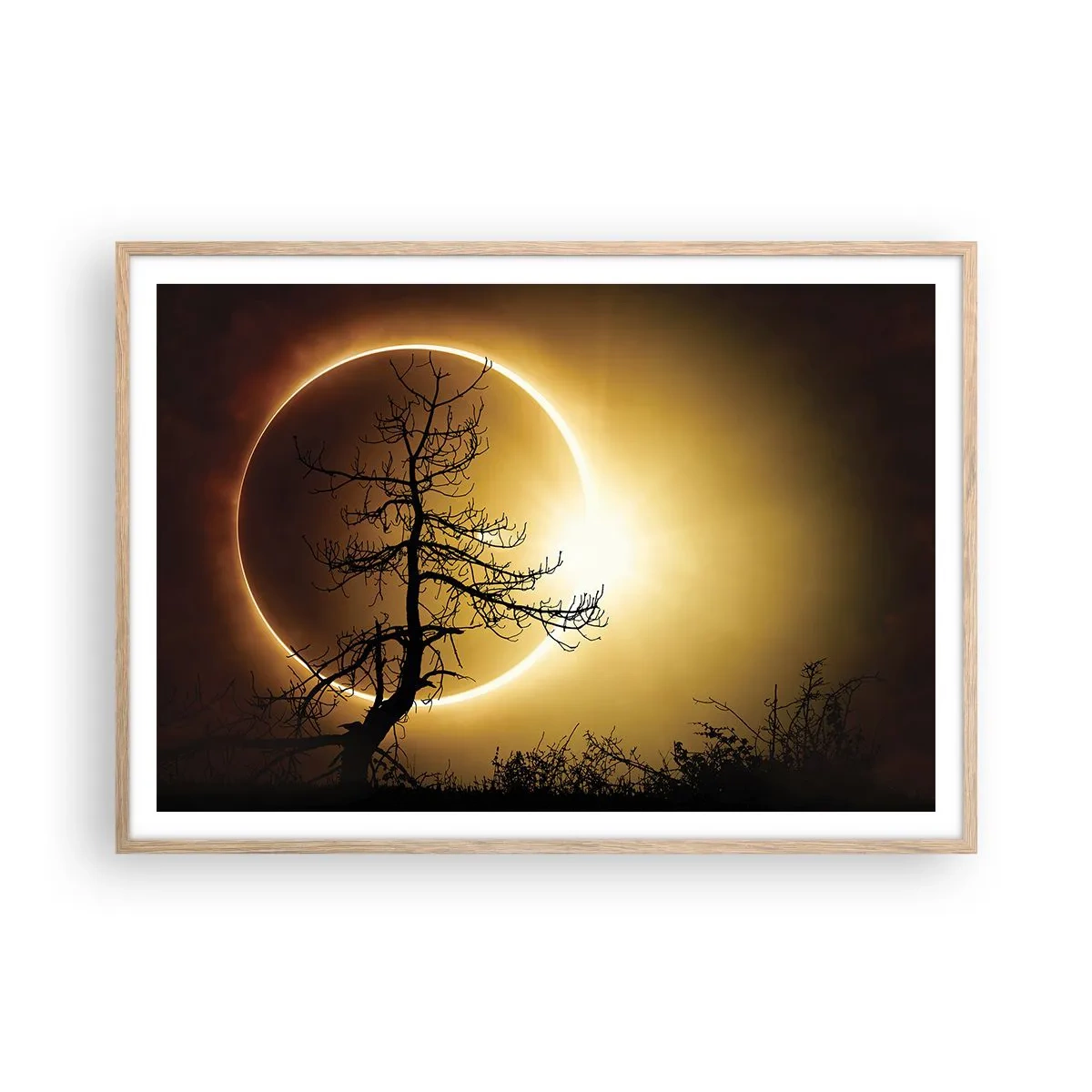 Poster in einem Rahmen aus heller Eiche - Totale Finsternis - 100x70 cm