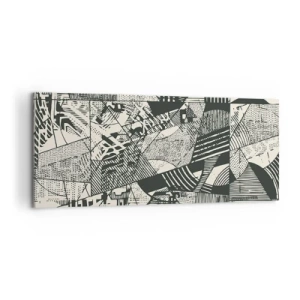 Bild auf Leinwand - Leinwandbild - Geometrische abstrakte Muster in Grüntönen auf hellem Hintergrund - 120x50cm - Die Dynamik der Gegenwart - Moderne Wanddekoration für Wohnzimmer und Schlafzimmer ARTTOR