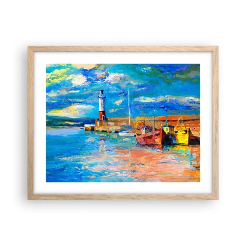 Poster in einem Rahmen aus heller Eiche - Ein Nachmittag in der Regenbogenbucht - 50x40 cm