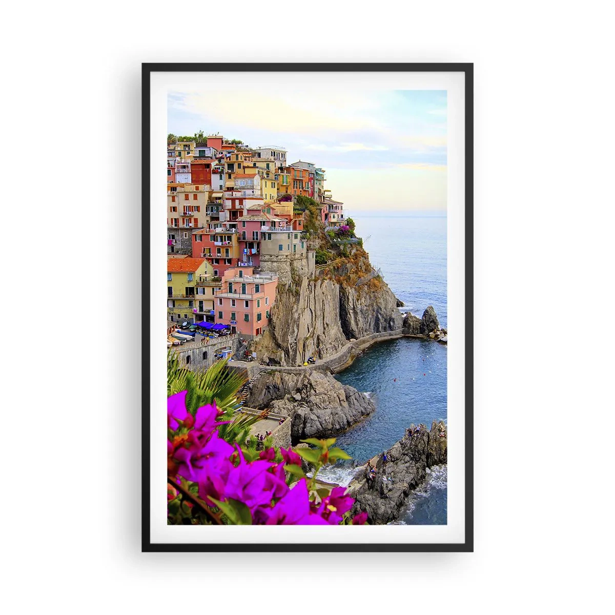 Poster in einem schwarzem Rahmen - Lachende Stadt - 61x91 cm