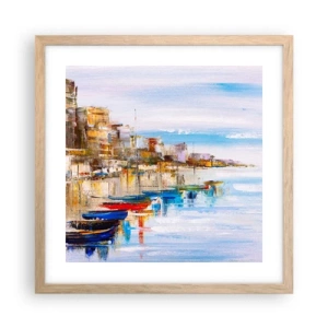 Poster in einem Rahmen aus heller Eiche - Bunte urbane Oase - 40x40 cm