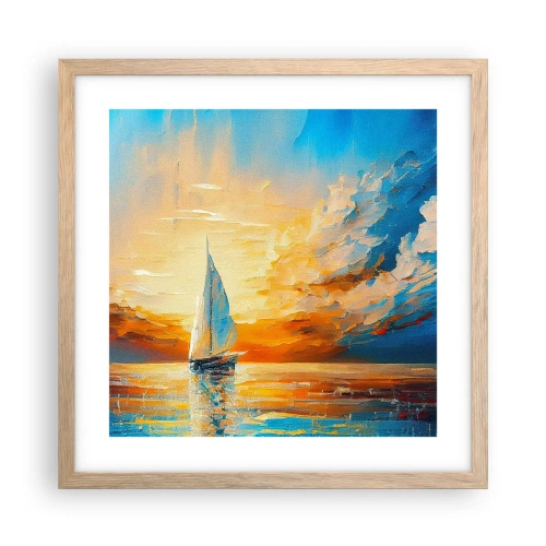 Poster in einem Rahmen aus heller Eiche - In Gold segeln - 40x40 cm