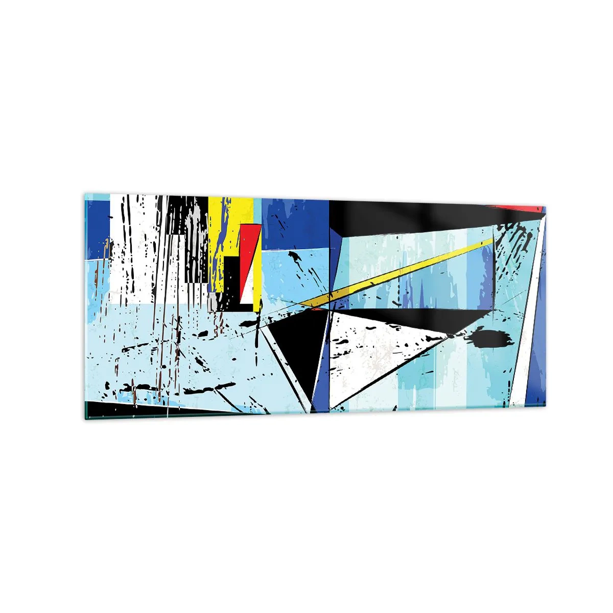 Glasbild - Bild auf glas - Abstrakte geometrische Komposition in lebendigen Farben - 120x50cm - Betrachten Sie die Welt aus einem Blickwinkel ... - Moderne Wanddekoration für Wohnzimmer und Schlafzimmer ARTTOR