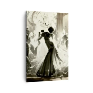 Bild auf Leinwand - Leinwandbild - Ball im Retro-Stil in Schwarz und Weiß - 80x120cm - Die große Maskerade - Moderne Wanddekoration für Wohnzimmer und Schlafzimmer ARTTOR