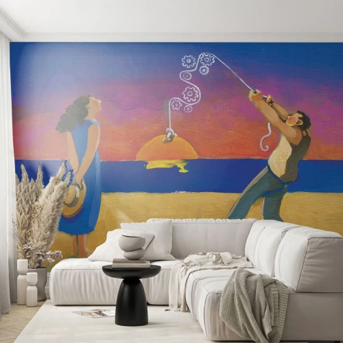 Selbstklebende Fototapete Deluxe Sticker - Mehr als ein Sternchen vom Himmel - Abstraktion, Frau und Mann, Malerei - 150x105 cm