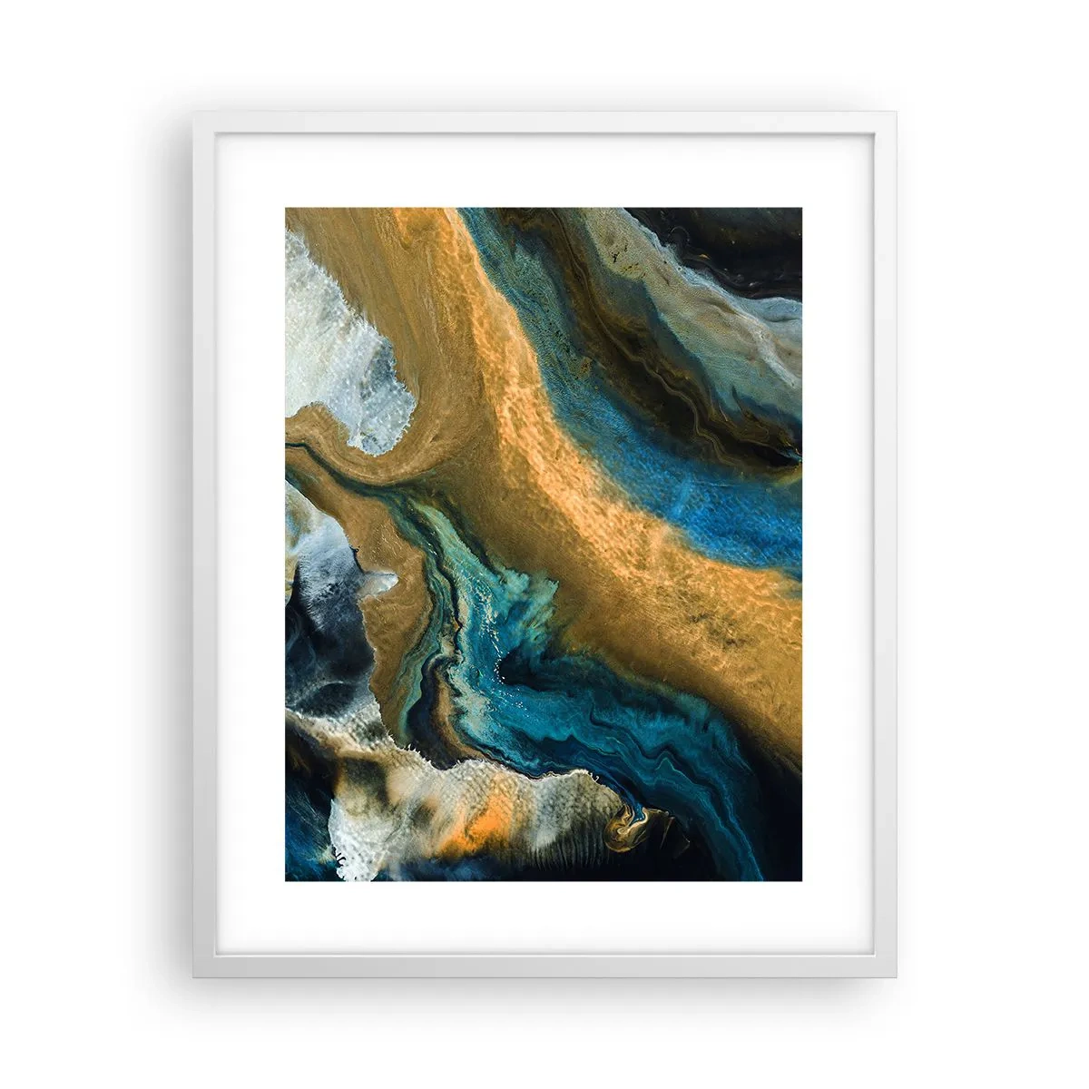 Poster in einem weißen Rahmen - Blau - Gelb - gegenseitige Beeinflussung - 40x50 cm