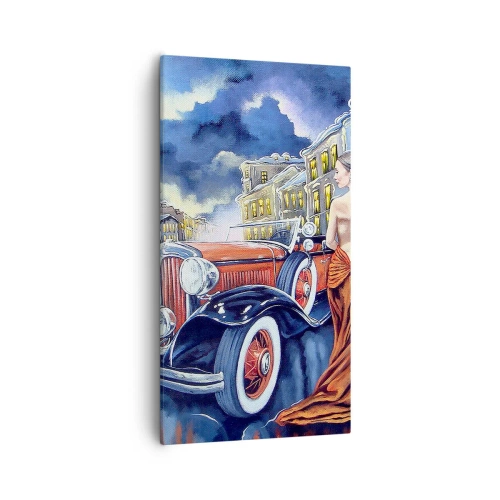 Bild auf Leinwand - Leinwandbild - Nocturne in Blau und Koralle - 55x100 cm