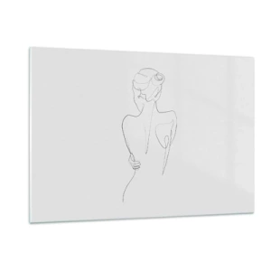 Glasbild - Bild auf glas - Eine zarte einzeilige Skizze einer Frau von hinten. - 120x80cm - Körpermusik - Moderne Wanddekoration für Wohnzimmer und Schlafzimmer ARTTOR