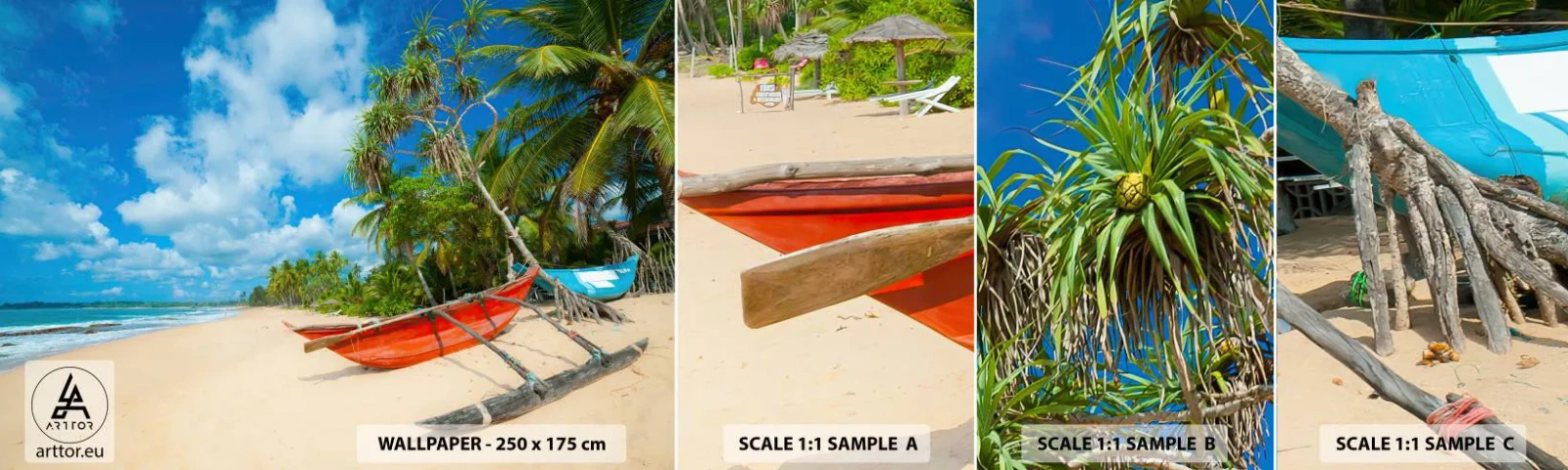 Fototapetenmuster Standard Eco - Der Charme der Tropen - Landschaft, Ozean, Exotischer Strand - 100x30 cm