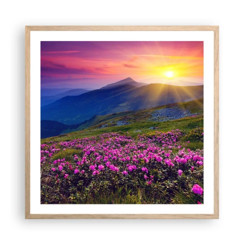 Poster in einem Rahmen aus heller Eiche - … Und drumherum duftet es nach Latschenkiefer und dem Duft von Kräutern - 60x60 cm