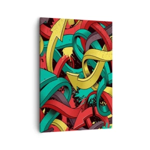 Bild auf Leinwand - Leinwandbild - Abstrakte Pfeile in leuchtenden Farben schaffen Chaos - 50x70cm - Welcher Weg zum Ziel? - Moderne Wanddekoration für Wohnzimmer und Schlafzimmer ARTTOR