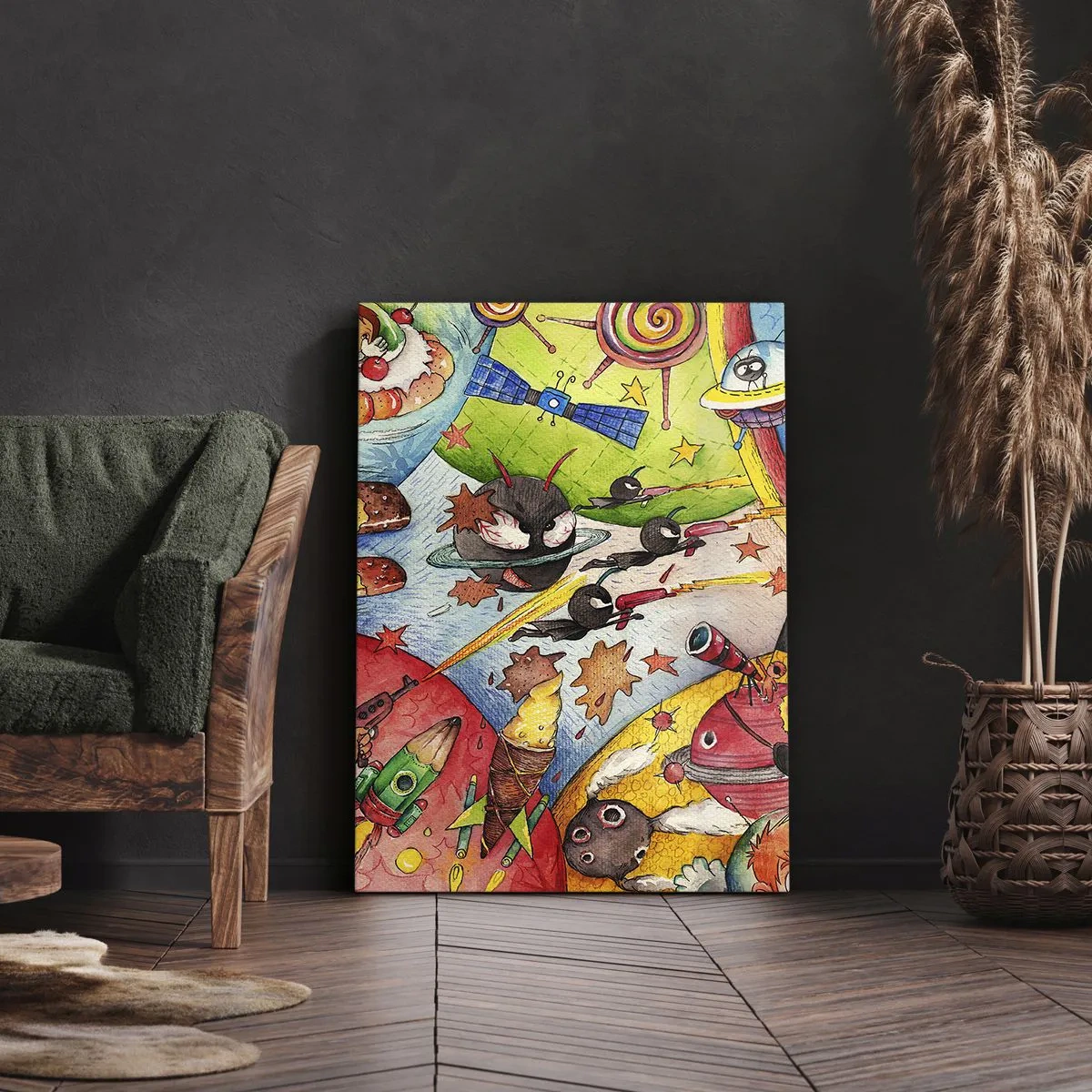 Bild auf Leinwand - Leinwandbild - Tolles Weltraumabenteuer - 65x120 cm