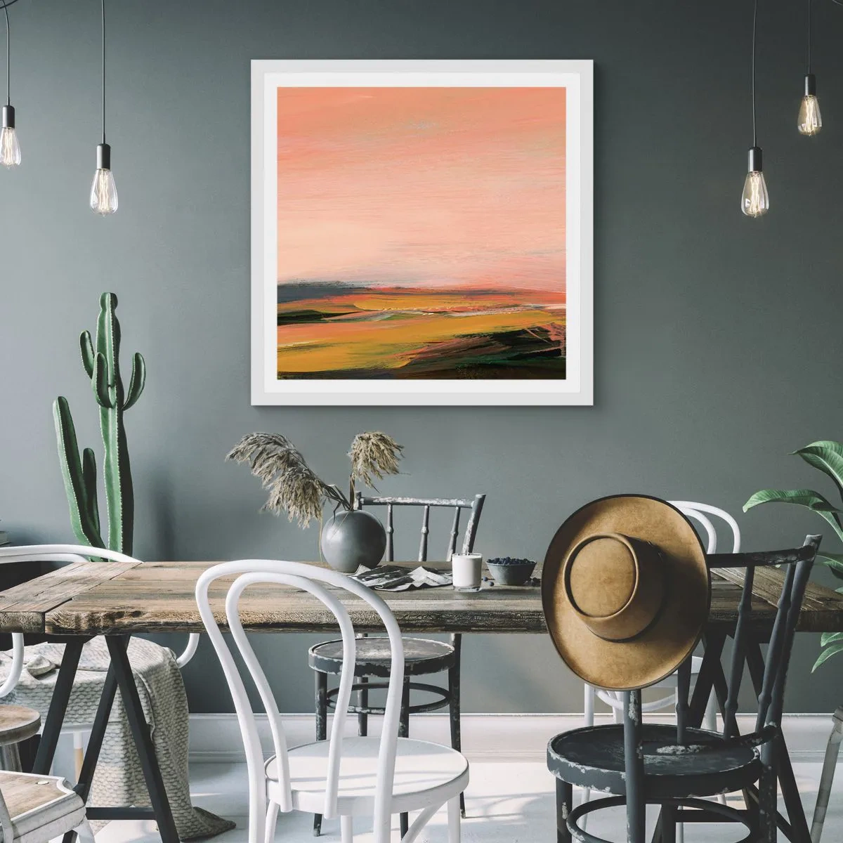 Poster in einem weißen Rahmen - In Rosatönen - 50x50 cm