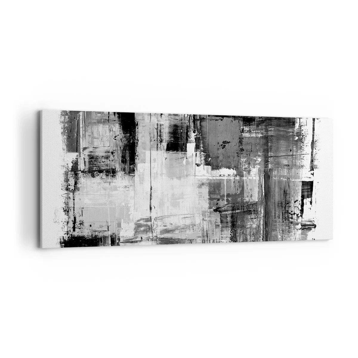 Bild auf Leinwand - Leinwandbild - Abstrakte Komposition in Schwarz, Weiß und Grau - 120x50cm - Wunderschönes Grau - Moderne Wanddekoration für Wohnzimmer und Schlafzimmer ARTTOR