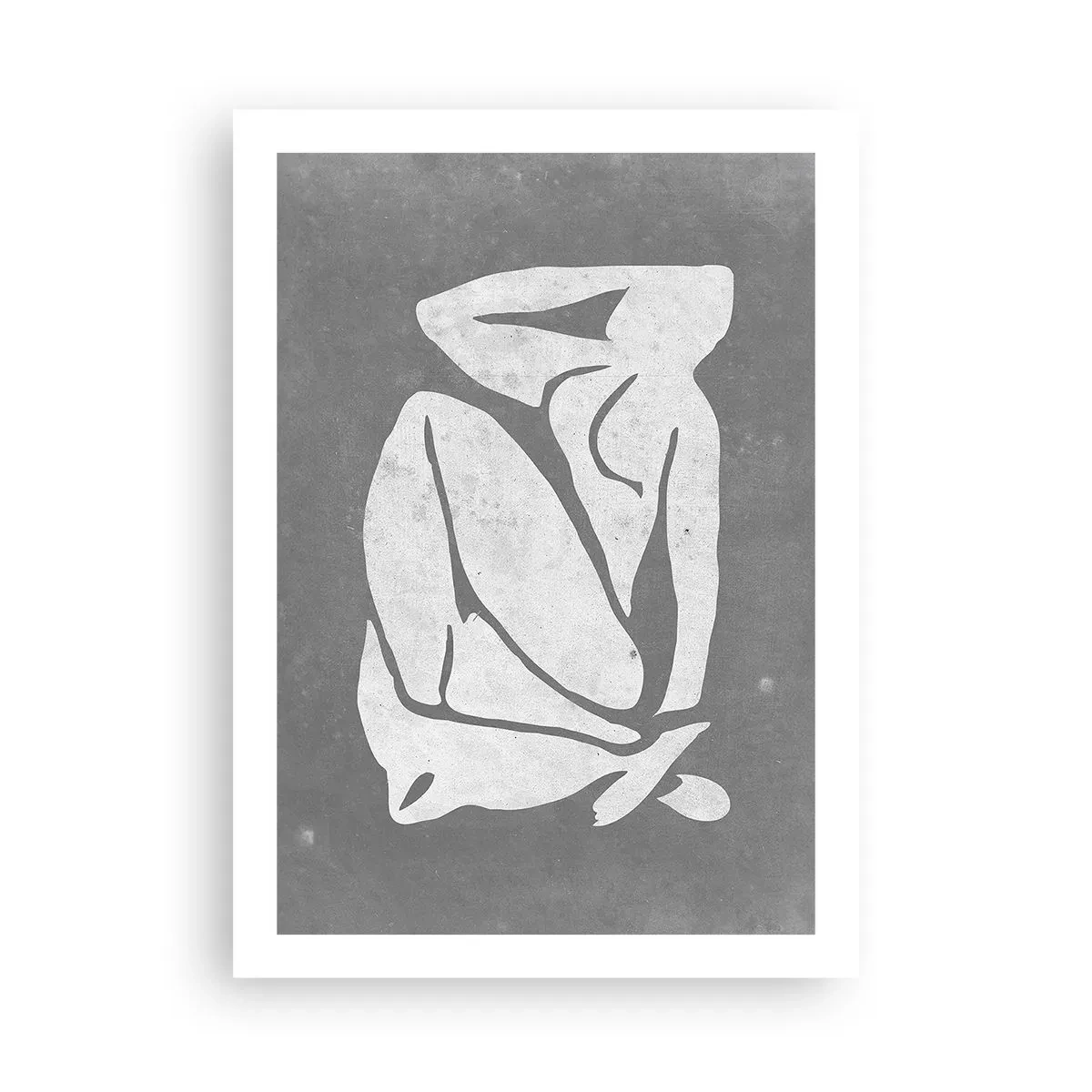Poster - Eine minimalistische Silhouette einer Frau in Grautönen - 50x70cm - In Gedanken versunken - Moderne Wanddekoration für Wohnzimmer und Schlafzimmer ARTTOR