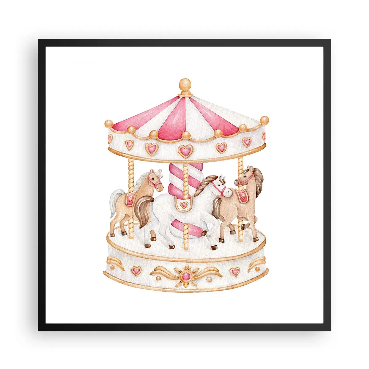 Poster in einem schwarzem Rahmen - Süße Welt der Kindheit - 60x60 cm