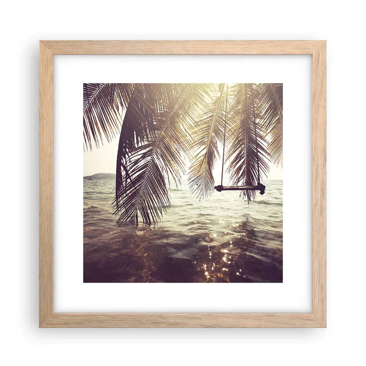 Poster in einem Rahmen aus heller Eiche - Sie können nach Belieben in den Wolken schwingen - 30x30 cm